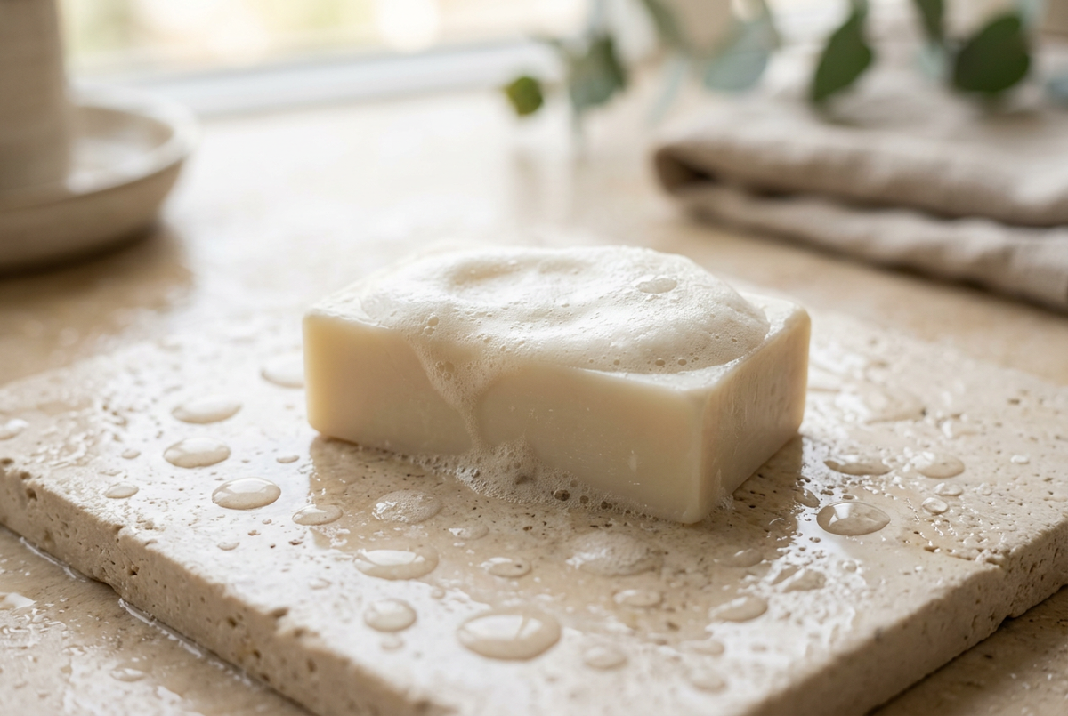 Single realistic soap bar image