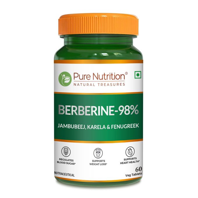 PURE NUTRITION BERBERINE -98% (WITH JAMBUBEEJ, KARELA & FENUGREEK) 60 TABLETS