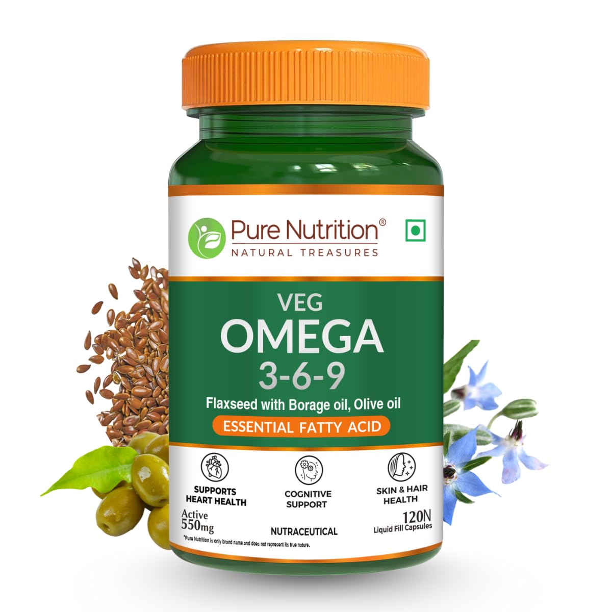 PURE NUTRITION VEG OMEGA 3-6-9 550MG 120 CAPSULES