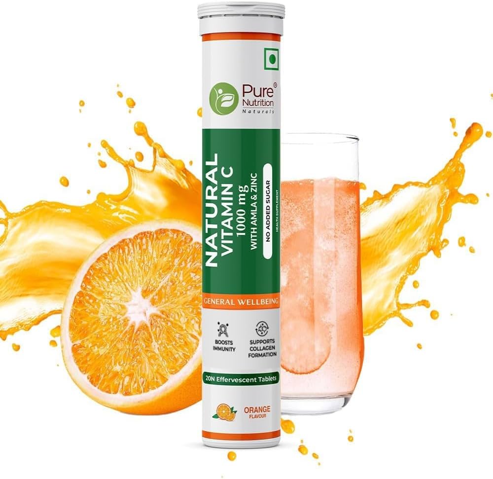 PURE NUTRITION NATURAL VITAMIN C (WITH AMLA & ZINC) 20 EFFERVESCENT TABLETS