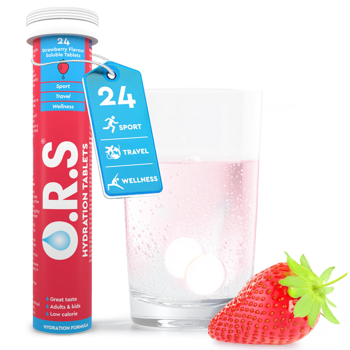 ORS Strawberry Hydration,24 Effervescent Tablets