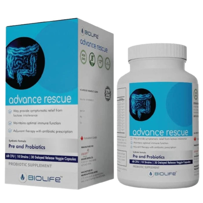 Biolife Advance Rescue Prebiotics & Probiotics 6 Billion CFU 30 Capsules