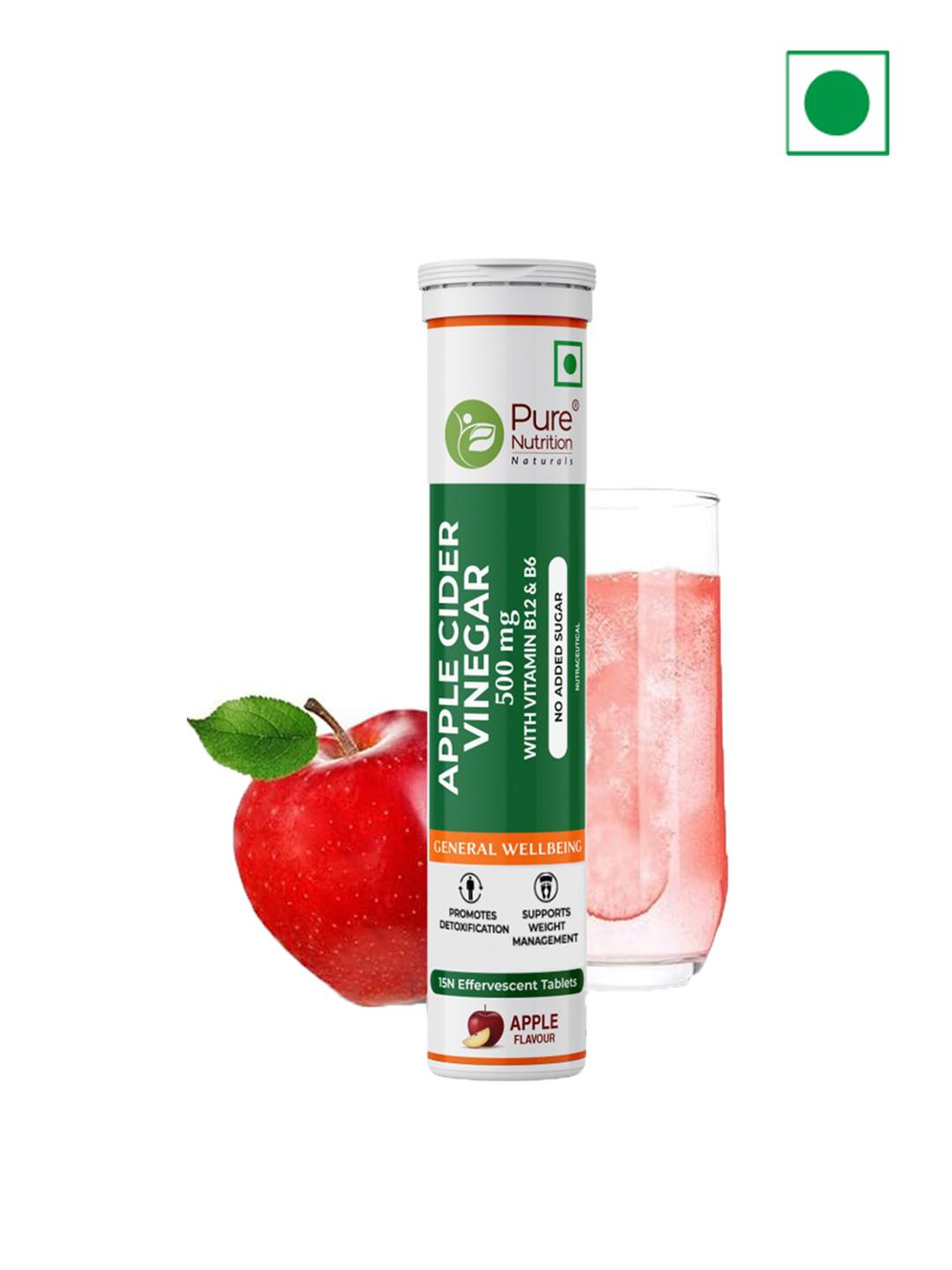 PURE NUTRITION APPLE CIDER VINEGAR 500MG (WITH VITAMIN B12 & B6) 15 EFFERVESCENT TABLETS