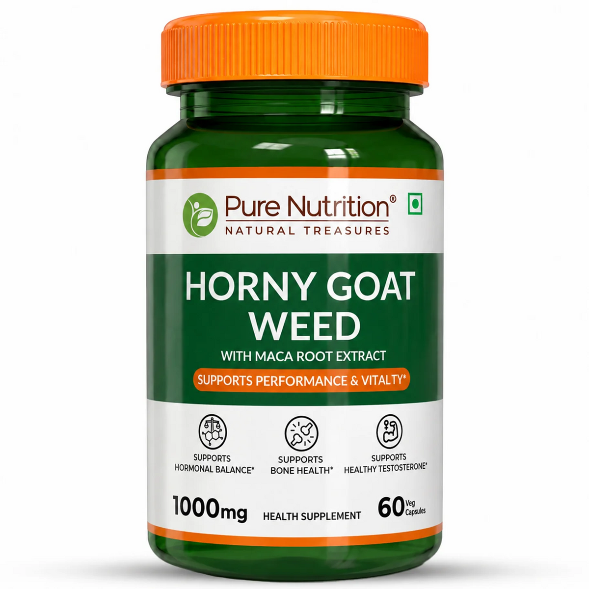 Pure Nutrition Horny Goat Weed with Maca Root Extract 1000mg – 60 Veg Capsules