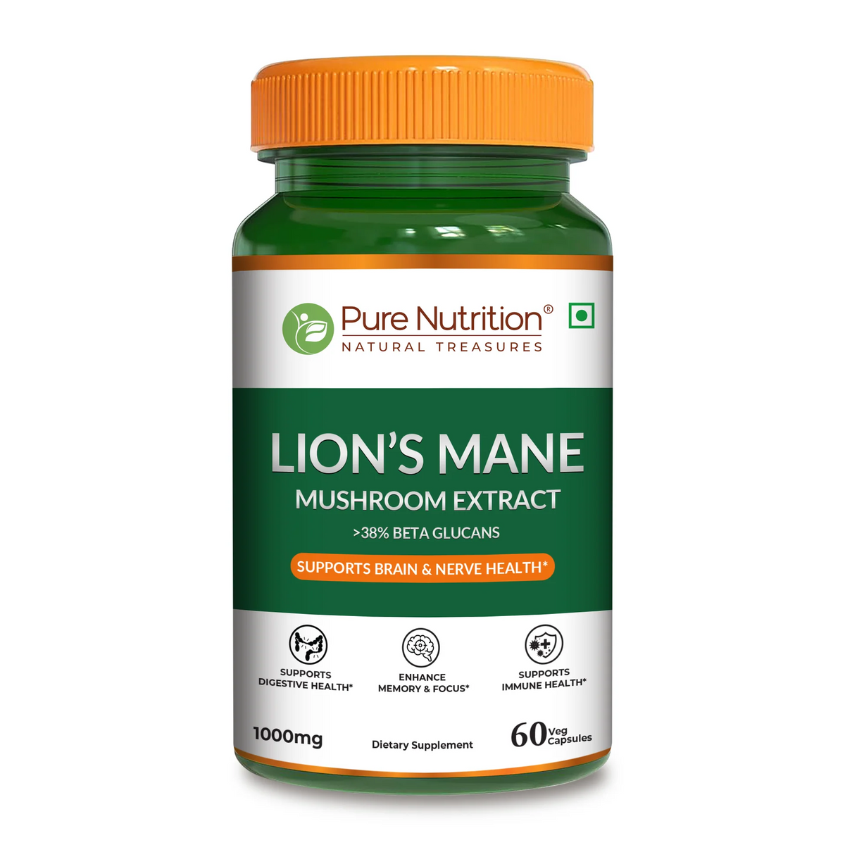 PURE NUTRITION LION'S MANE MUSHROOM EXTRACT 1000MG 60 CAPSULES