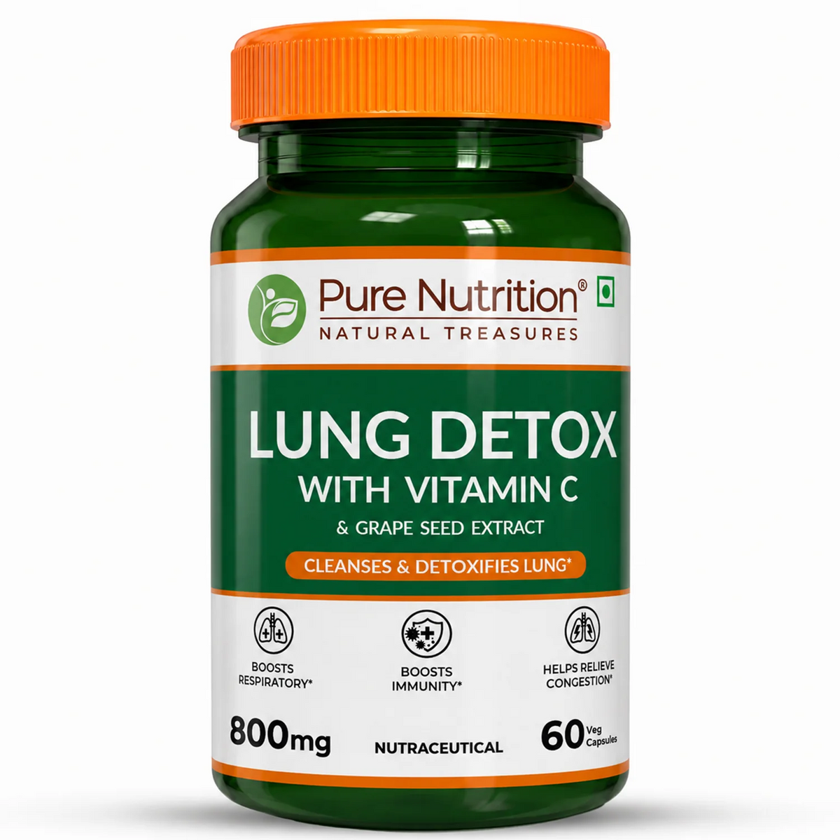 PURE NUTRITION LUNG DETOX (WITH VITAMIN C & GRAPE SEED EXTRACT) 800MG 60 CAPSULES