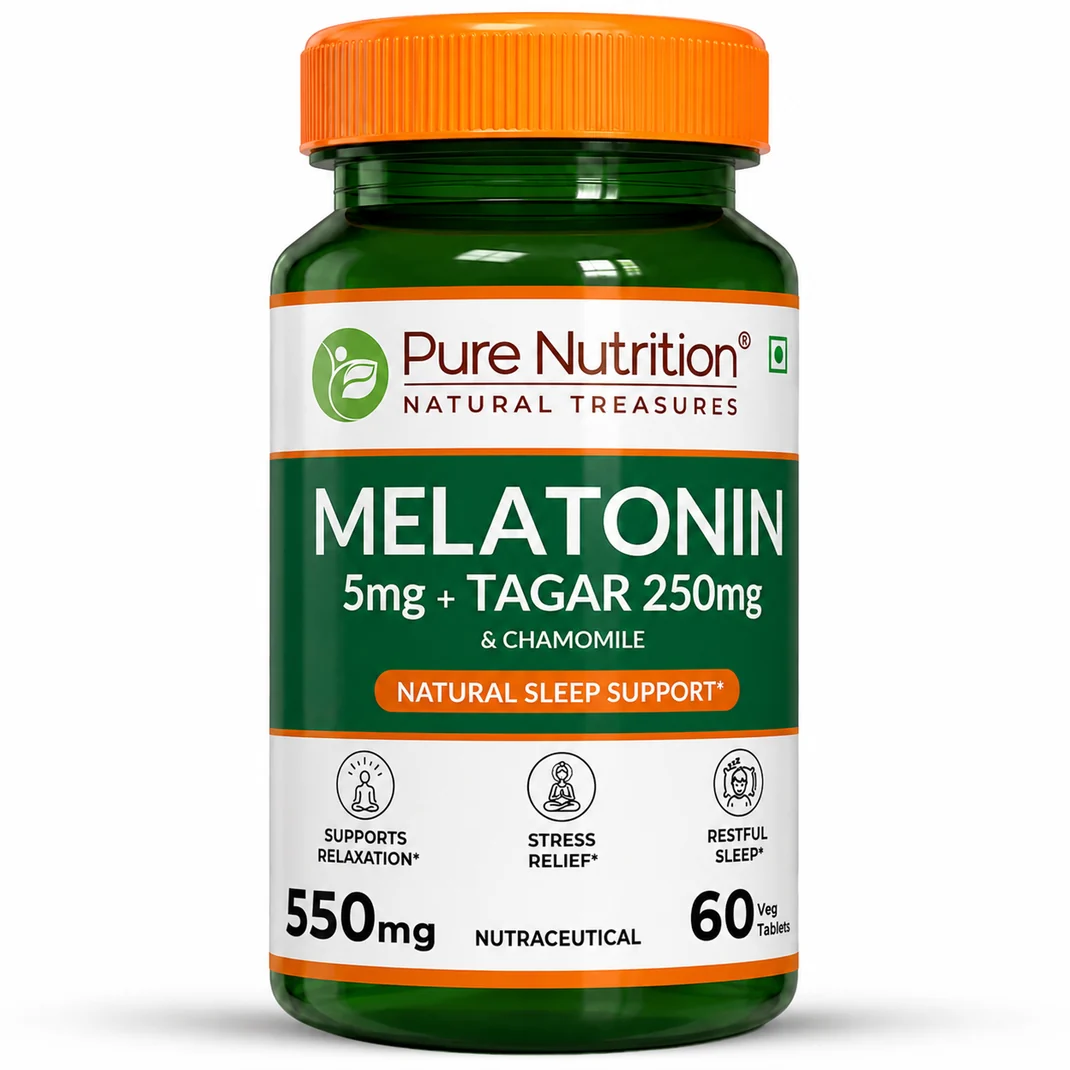 PURE NUTRITION MELATONIN 5MG SUSTAINED RELEASE (WITH TAGAR & CHAMOMILE) 350MG 60 TABLETS