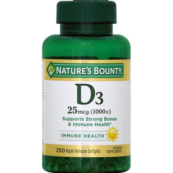 Natures Bounty Vitamin D3 25mcg 1000iu 120 Softgels