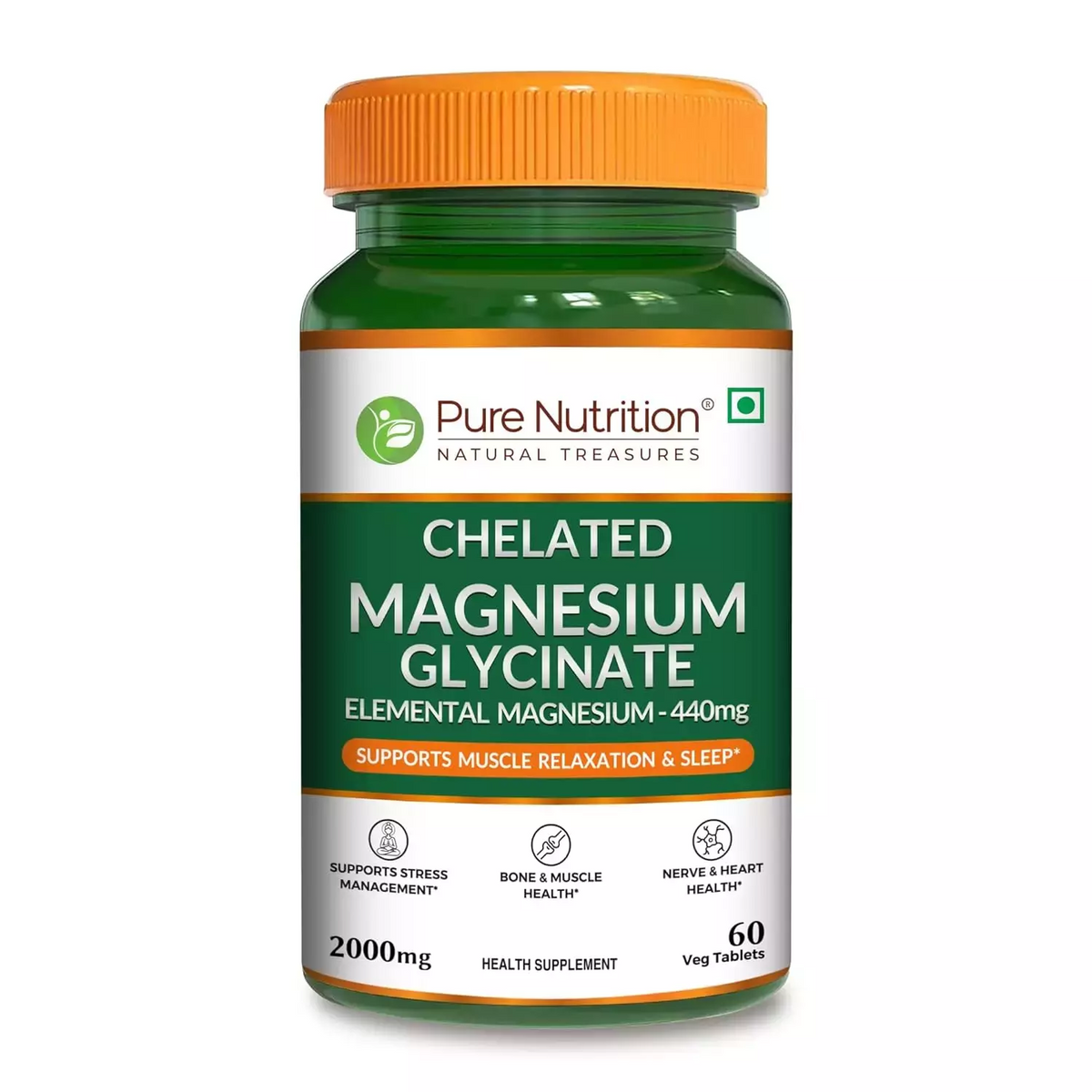 PURE NUTRITION CHELATED MAGNESIUM GLYCINATE 2000MG 60 TABLETS