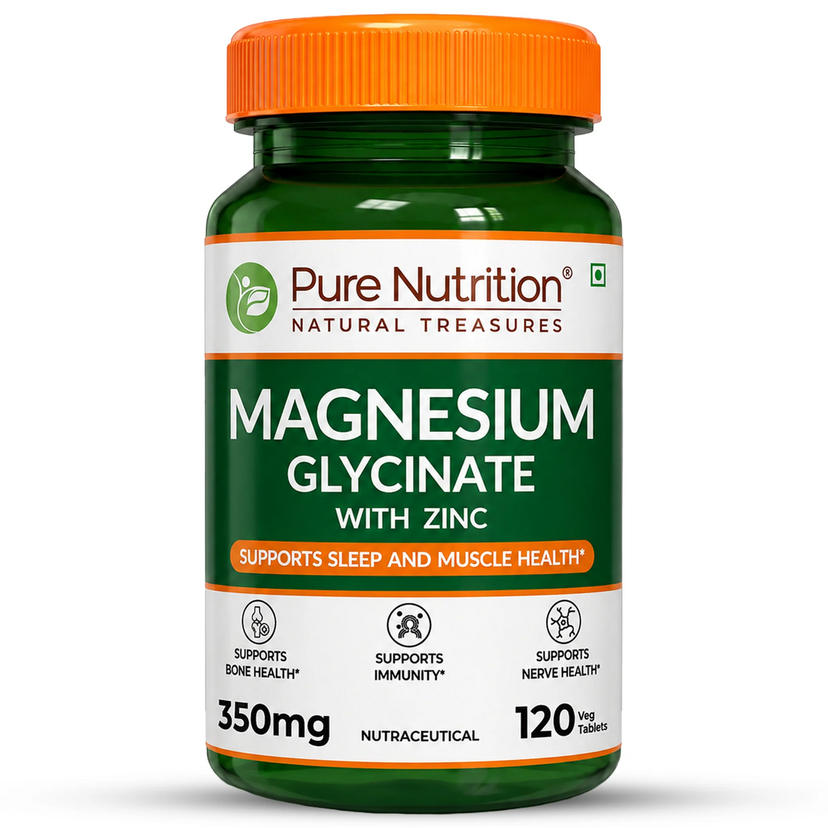 PURE NUTRITION MAGNESIUM GLYCINATE WITH ZINC 350MG 120 TABLETS