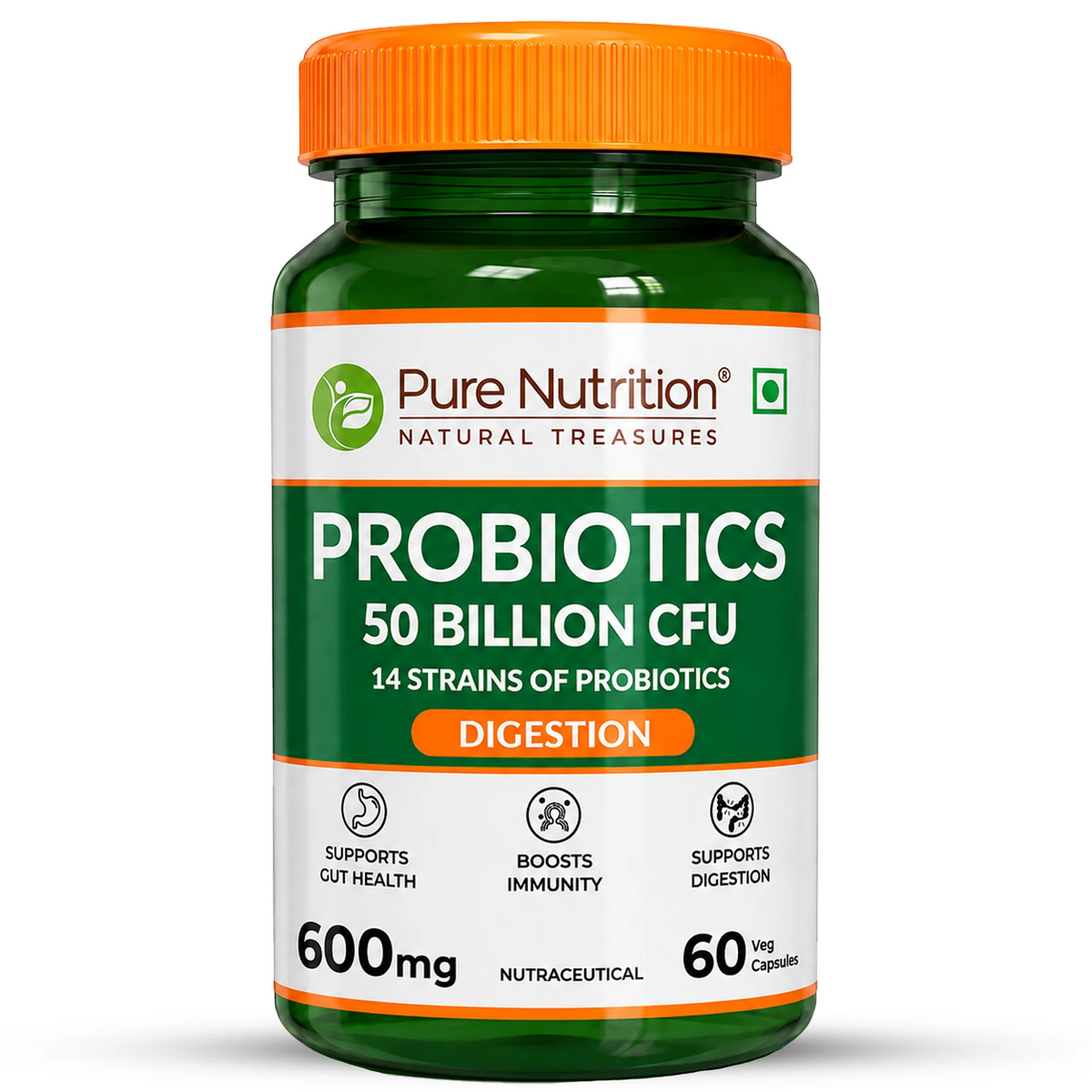 PURE NUTRITION PROBIOTICS 50 BILLION CFU 600MG 60 CAPSULES