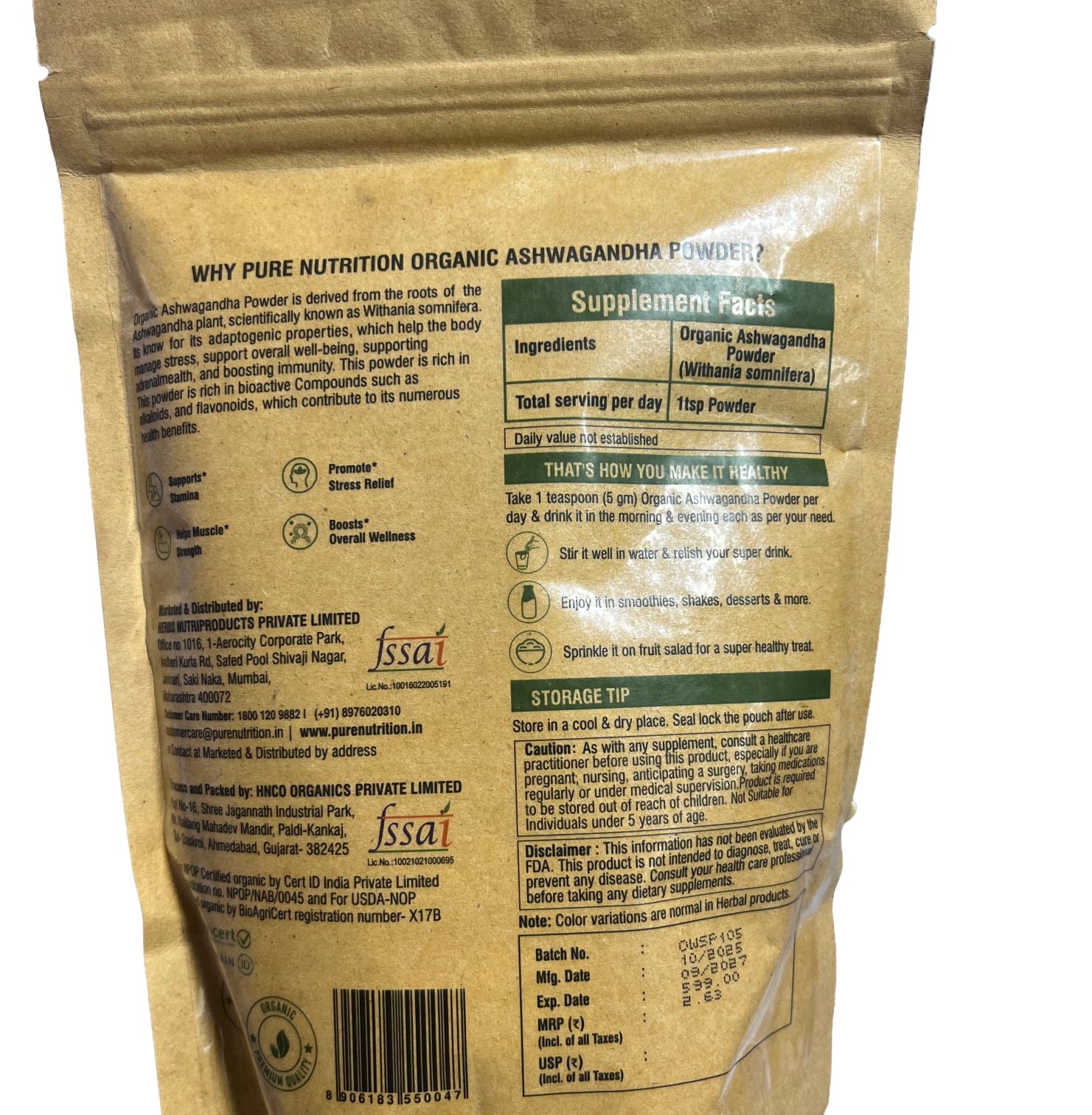 Organic Ashwagandha powder
