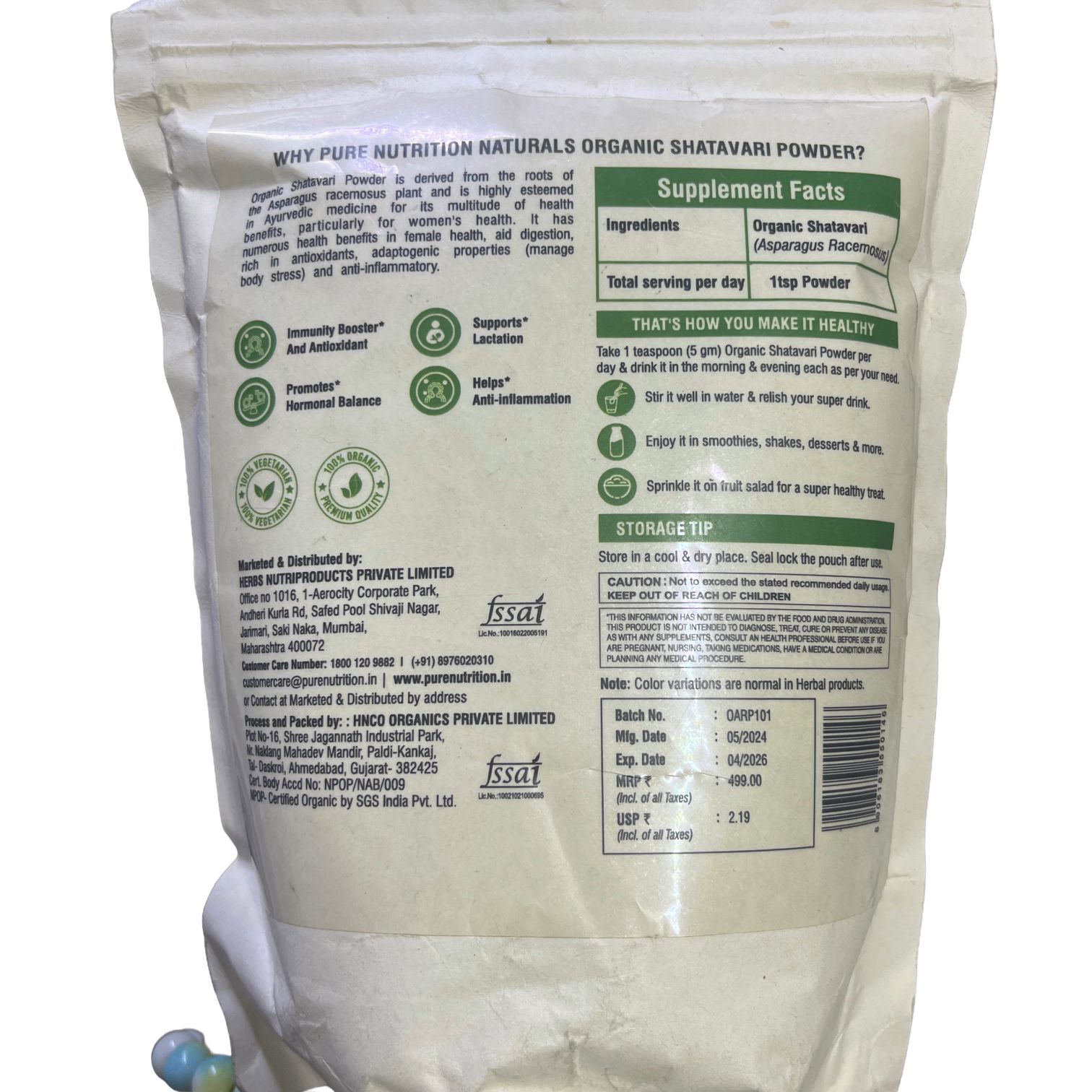 Organic Shatavari powder
